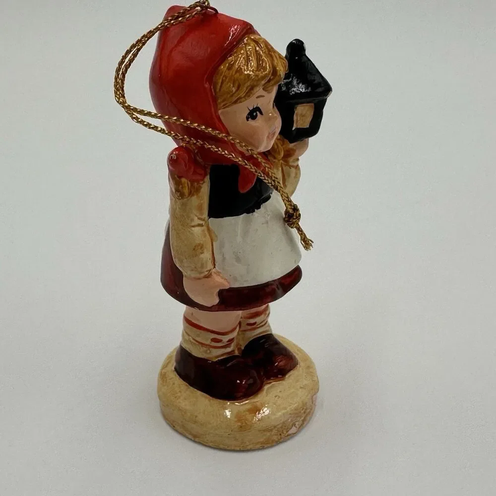 Enesco Ceramic Christmas Tree Ornament Girl Holding Lantern Vintage Retro VTG